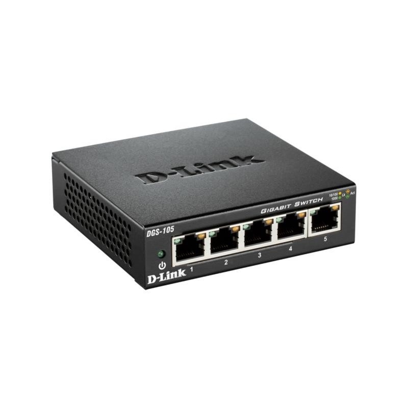 D-link switch dgs-105 5 porturi gigabit capacity 10gbps desktop faramanagement metal negru