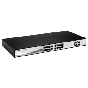 D-link switch dgs-1210-16 16 porturi gigabit 4 porturi combo1000baset/sfp capacity 32gbps 8k mac 19 rackmount