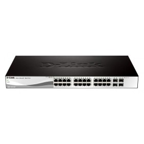 D-link switch dgs-1210-28 24 porturi gigabit 4 porturi sfp capacity56gbps 16k mac 19 rackmount websmart