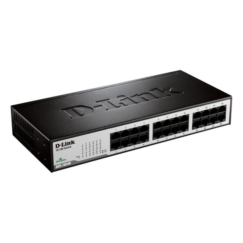 D-link switch des-1024d 24 porturi 10/100mbps desktop / rackmountfara management metal negru