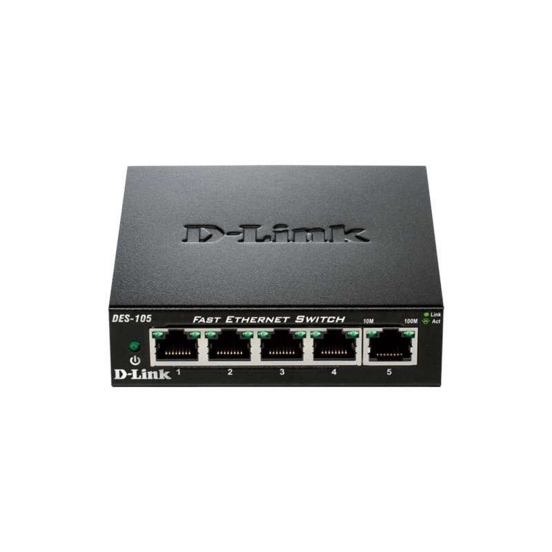 D-link switch des-105 5 porturi 10/100mbps desktop fara management metal negru