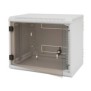 Rack de perete triton sectiune simpla 15u 600mm adancime usa sticla panouri laterale fixe sectiuni