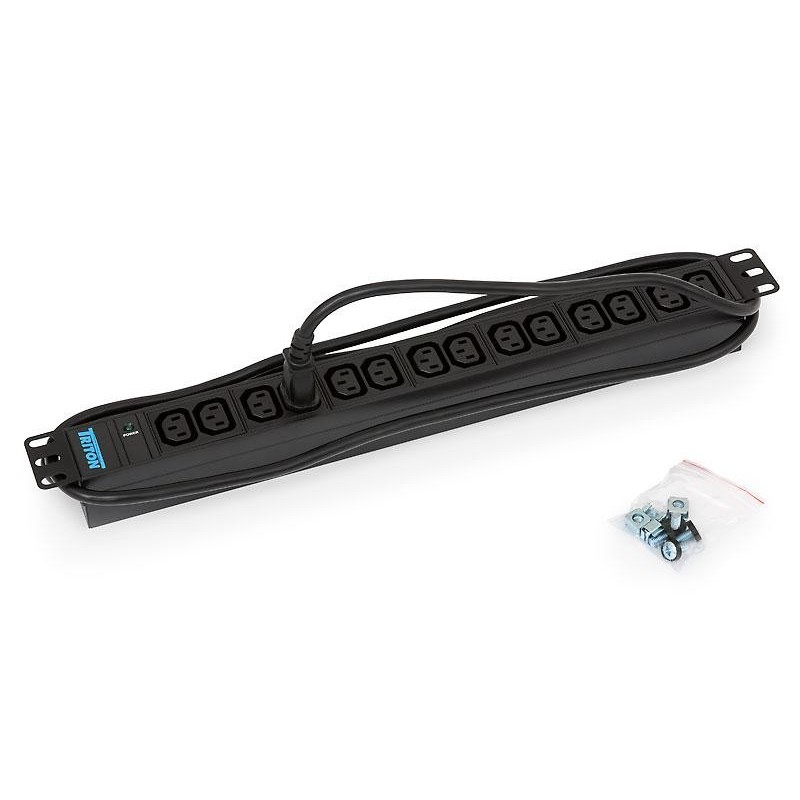 Pdu triton 19 14xc13 iec320 led control cablu 3x1.5mm 2m cu conector intrare c14 iec320