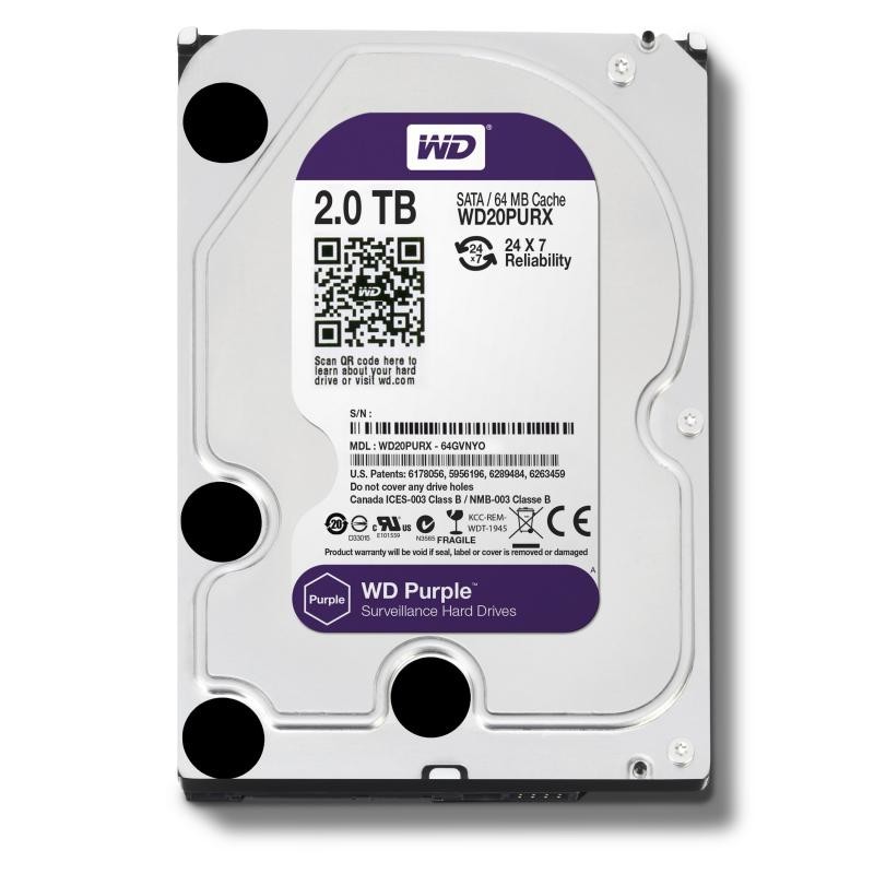 Hdd intern wd 3.5 2tb purple sata3 intellipower (5400rpm)  64mb surveillance hdd