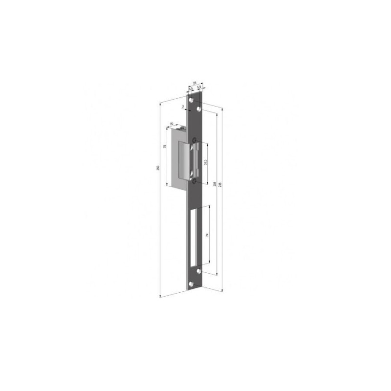 Electromagnet fail lock yale yb17-12d-lh 12vcc consum redus 230ma memorie mecanica include placa suport lunga.