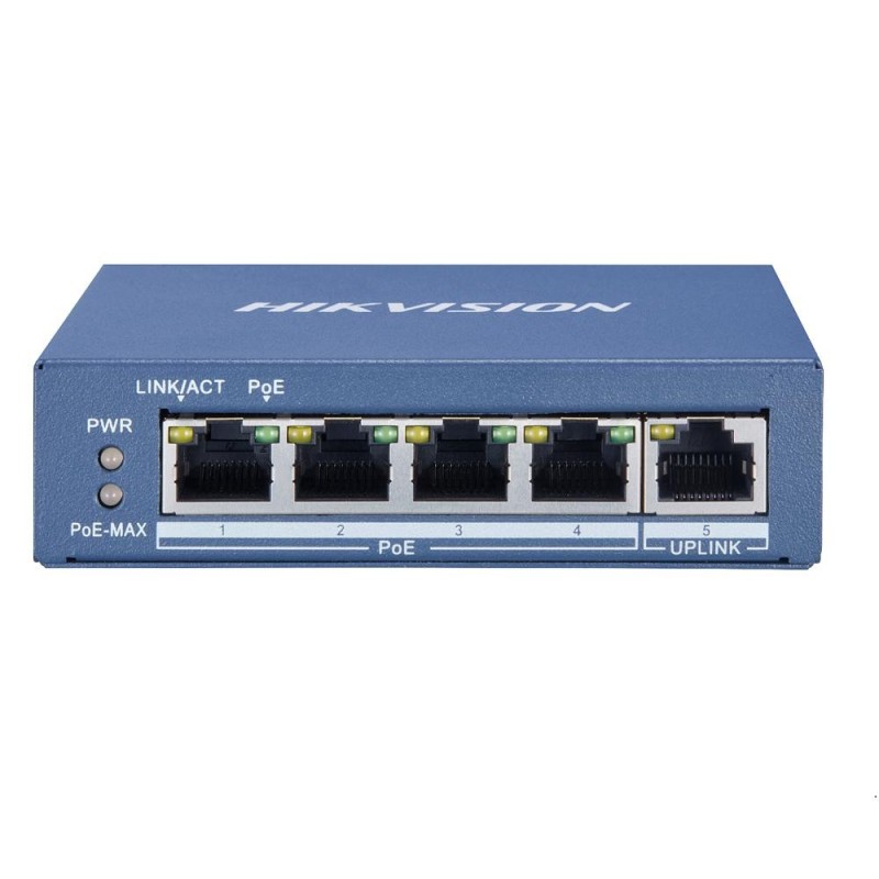 Switch 4 porturi poe gigabit hikvison ds-3e0505p-e l2 unmanaged 4 × gigabit poe ports and