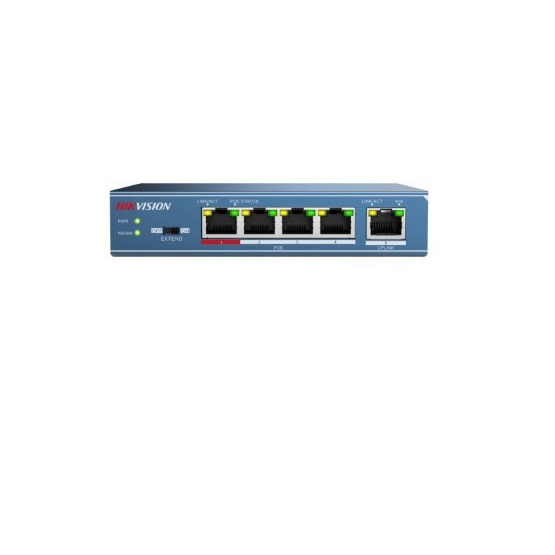 Switch poe 4 porturi hikvision ds-3e0105p-e(b) fara management 4x 100mpoe port 1x 100m uplink port