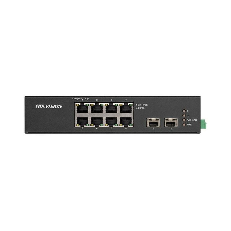 Switch gigabit 8 porturi poe hikvision ds-3t0510hp-e/hs destinat pentru medii industriale fara management 6 ×