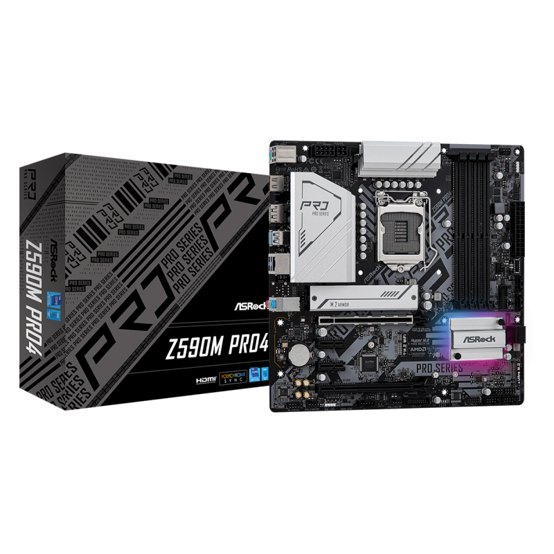 Placa de baza asrock z590m pro4 lga 1200  supports 10th gen intel® core™ processors and