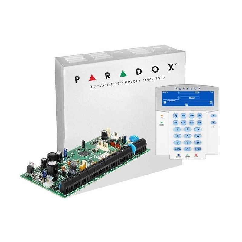 Centrala paradox sp6000+ 8 zone pe placa (16 cu dublare zona atz)2 pgm pe placa