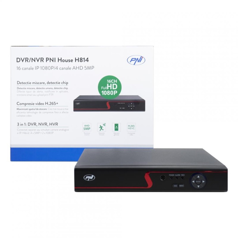 Dvr / nvr pni house h814 - 16 canale ip full hd 1080p sau 4