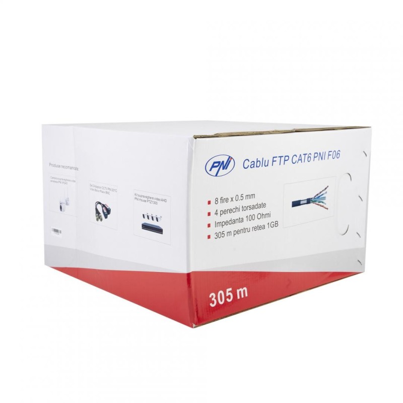 Cablu ftp cat6 pni f06 cu 4 perechi pentru internet 1 gigabit si sisteme de