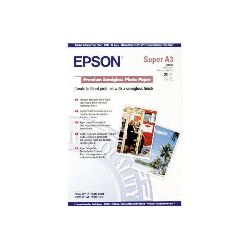 Hartie foto epson s041328 dimensiune a3+ 20 coli tip semiglossy greutate 250g/m2