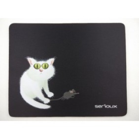 Mouse pad serioux model cat and mice msp02 suprafata textila baza cauciucata 250*200*3mm
