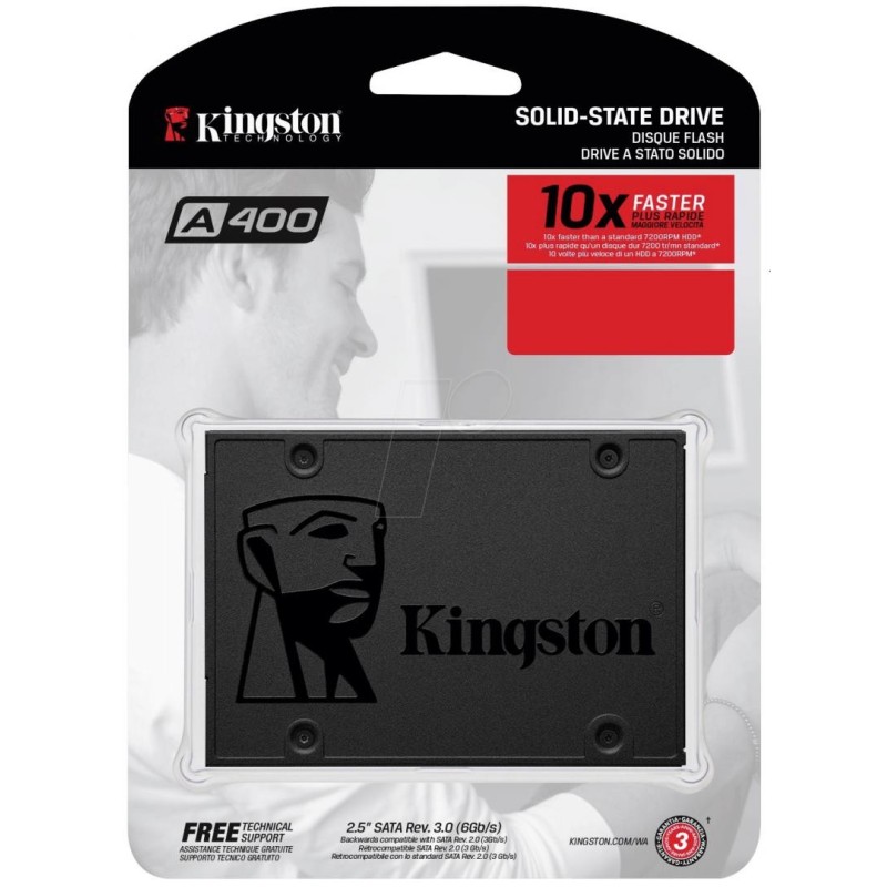 Ssd kingston 480gb ssdnow a400 sata 3.0 7mm rata transfer r/w 500mbs/450mbs dimensiuni: 100.0mm x