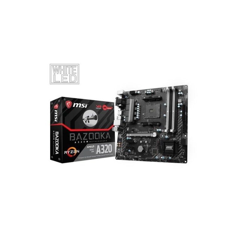 Placa de baza msi socket am4 a320m bazooka dual memory channelddr4 memory: 1866/2133/2400/2667/2933(oc)/3200(oc) mhz 4*