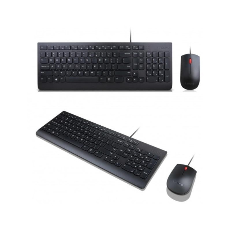 Lenovo essential wired combo keyboard and mouse usb black