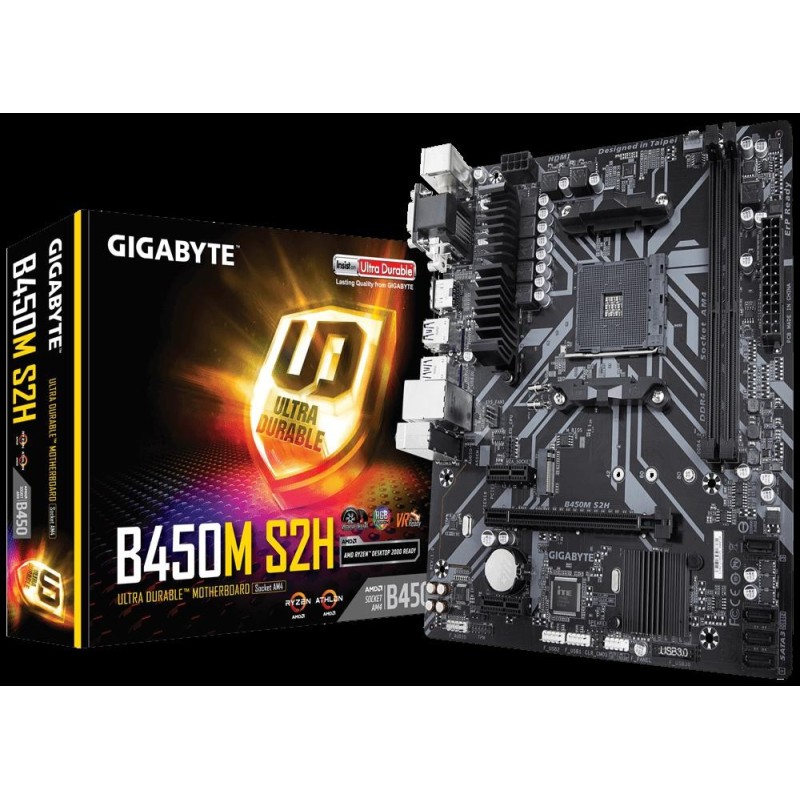 Placa de baza gigabyte socket am4 b450m s2h amd b450m 2x ddr4 3200(o.c.)/2933/2667/2400/2133 mhz memory