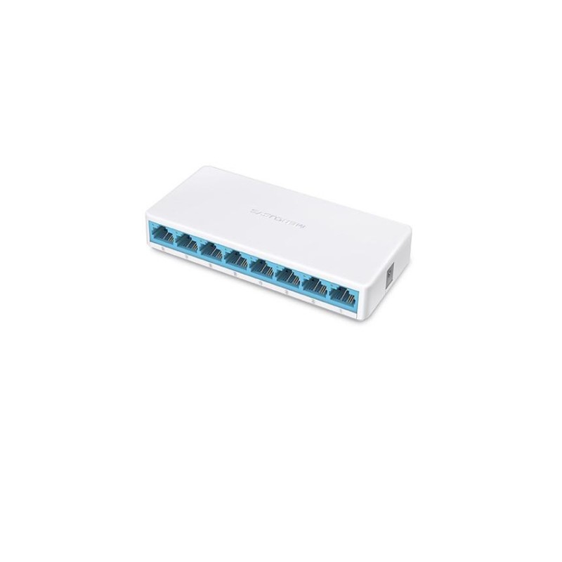 Mercusys desktop switch 8-port 10/100mbps ms108 interfață: 8x port-uri rj45 10/100/mbps auto negociere/auto-mdi/mdix standarde