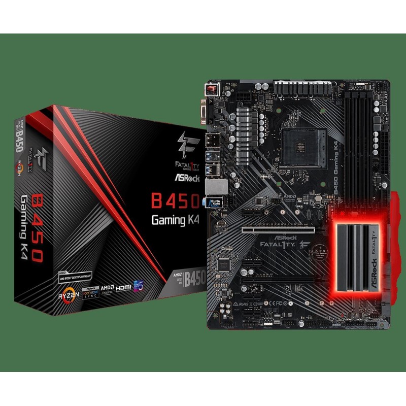 Placa de baza asrock amd b450 gaming k4 fatal1ty amd promontory b450chipset dual channel ddr4