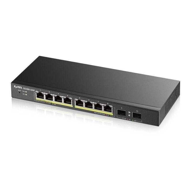 Zyxel gs1100-10hp 10-port gbe unmanaged poe switch (8x gig lan 2x sfp) poe 130w