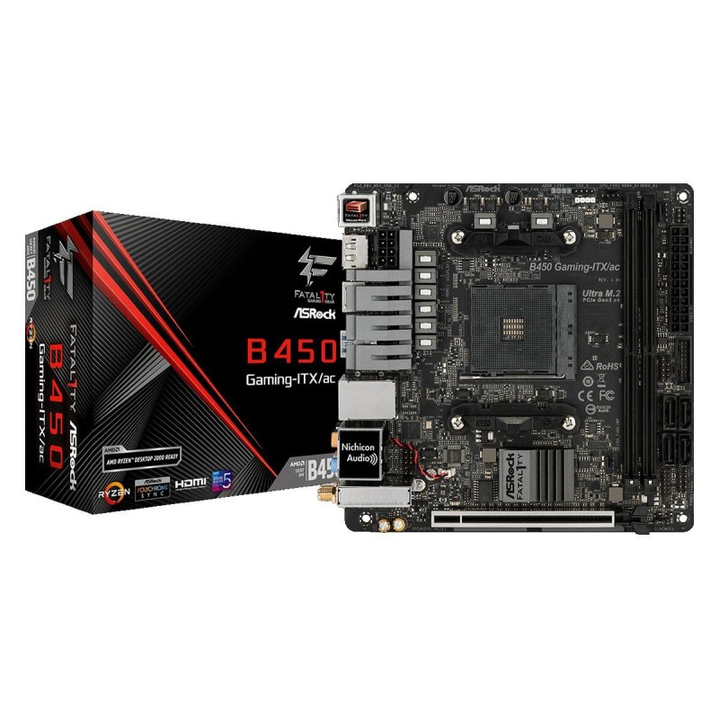 Placa de baza asrock socket am4 b450 gaming fatal1ty itx/ac supportsddr4 3466+ (oc) 1 pcie