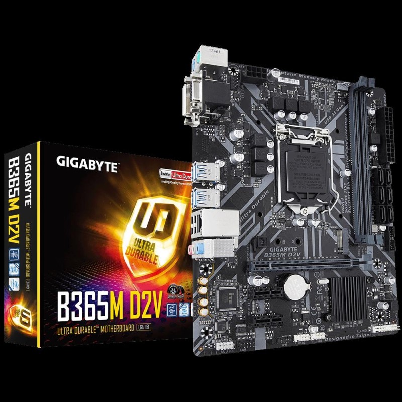 Placa de baza gigabyte b365m d2v supports 9th and 8th gen intel® core™processors dual channel