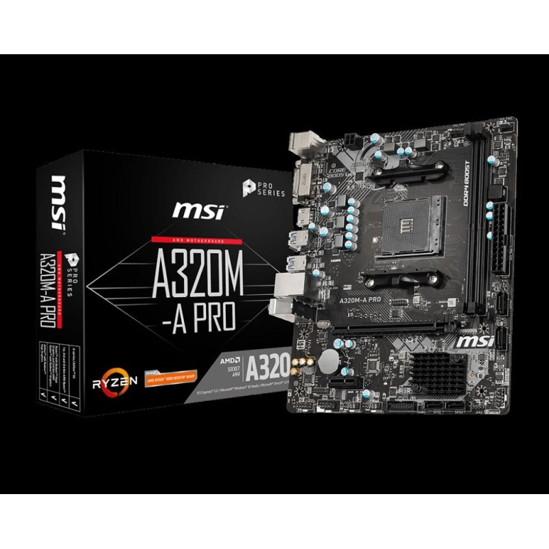 Placa de baza msi socket am4 a320m-a pro ddr4 memory: 1866/ 2133/ 2400/ 2667/ 2933(oc)/