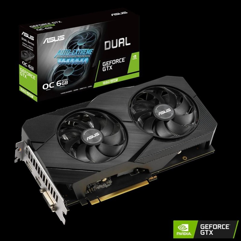 Placa video asus dual-gtx1660s-o6g-evo pci-e 3.0 memory 6gb gddr6engine clock:oc mode - gpu boost clock