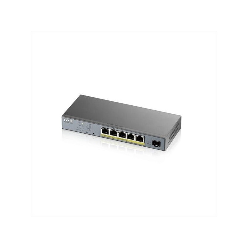 Zyxel gs1350-6hp-eu0101f 5-port gbe smart managed poe switch with gbe uplink 5x poe 60w.