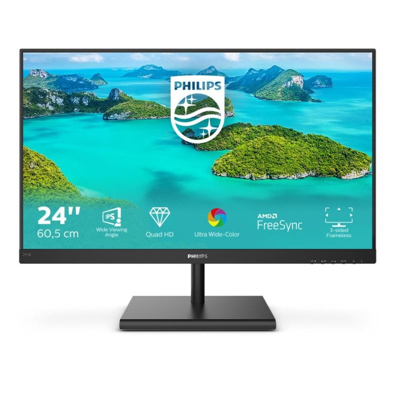 Monitor 23.8 philips 245e1s ips wled anti-glare 3h haze 25% 16:9 wqhd 2560*1440 75 hz