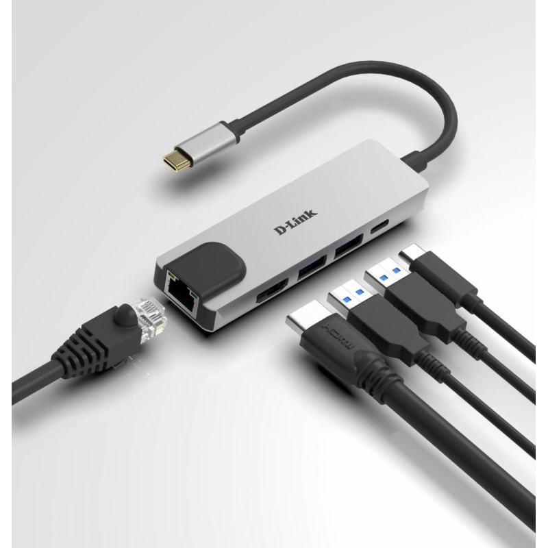 D-link dub-m520 5-in-1 usb-c hub with hdmi/ethernet and power delivery dub-m5201* usb-c connector with usb