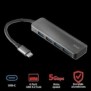 Adaptor trust halyx aluminium usb-c to 4-port usb-a 3.2 hub  specifications general storable cable no