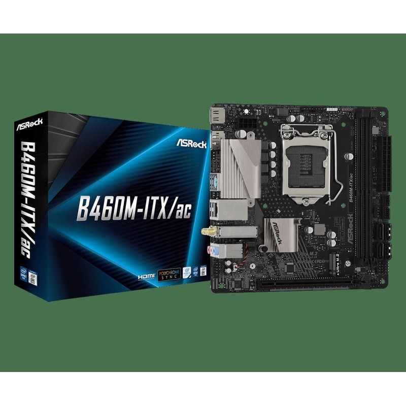 Placa de baza asrock b460m-itx/ac socket lga 1200  supports 10th gen intel® core™ processors (socket