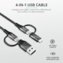 Cablu incarcare trust keyla extra-strong 4-in-1 usb cable 1m  specifications general total weight 30 g