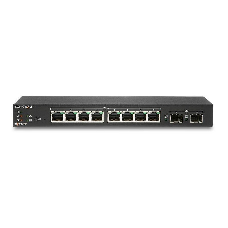 Switch sonicwall sws12 8 porturi gigabit 2 porturi sfp static routing firewall/cloud managed