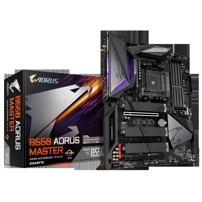 Placa de baza gigabyte b550 aorus master  4 x ddr4 dimm sockets supporting up to