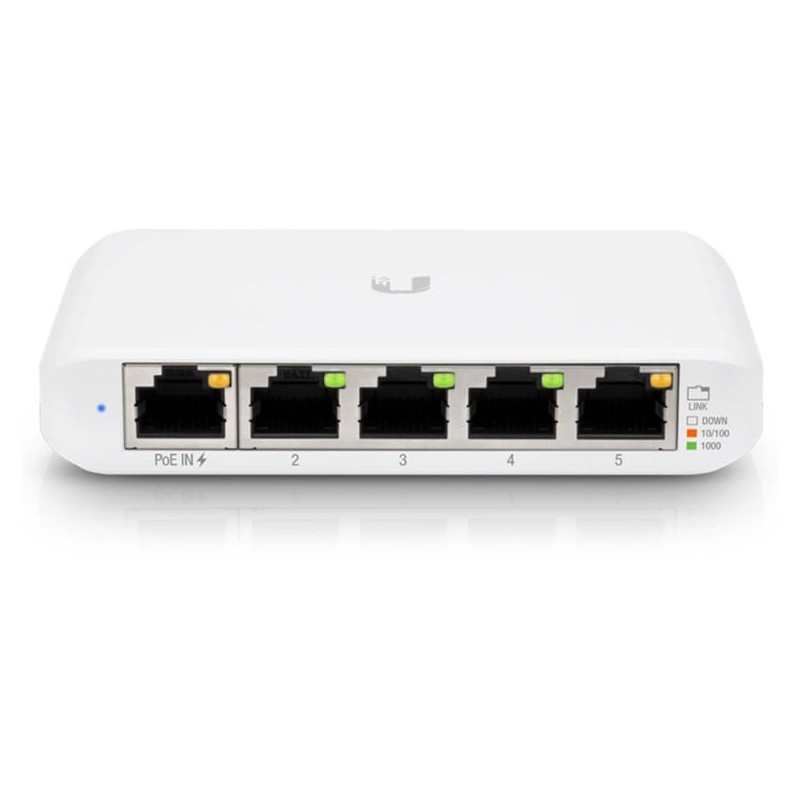 Ubiquiti unifi switch usw-flex mini 5x 10/100/1000 mbps rj45 ports 802.3af/at poe (pins 1 2+