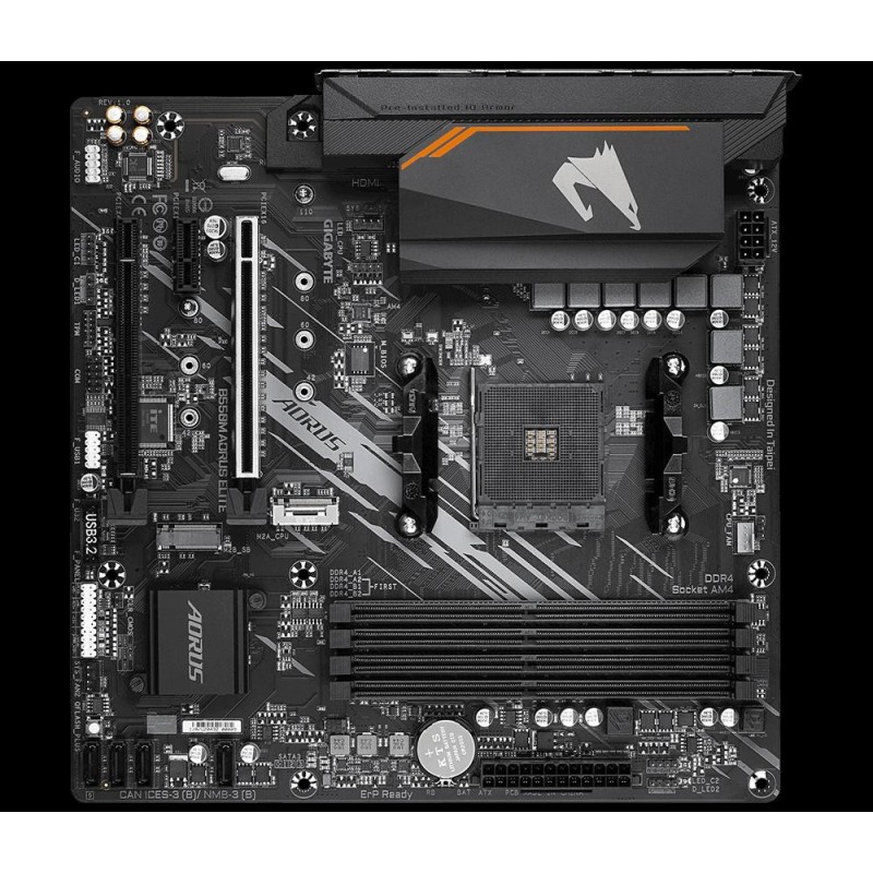 Placa de baza gigabyte amd b550m aorus elite  4 x ddr4 dimm sockets supporting up