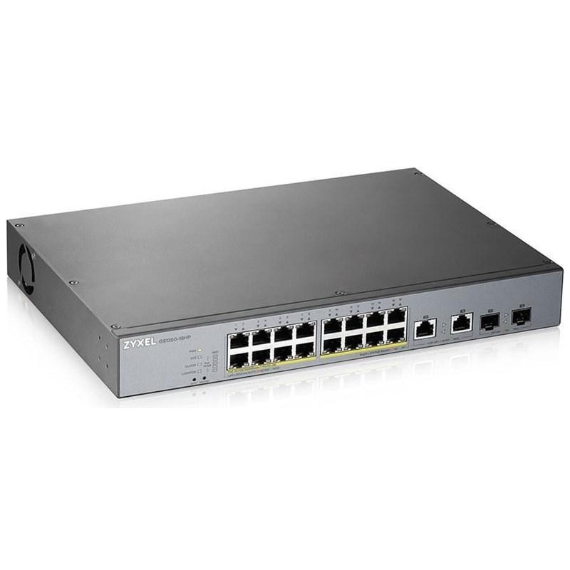 Zyxel gs1350-18hp 16-port gbe smart managed poe switch with gbe uplink 16 x 100/1000 mbps