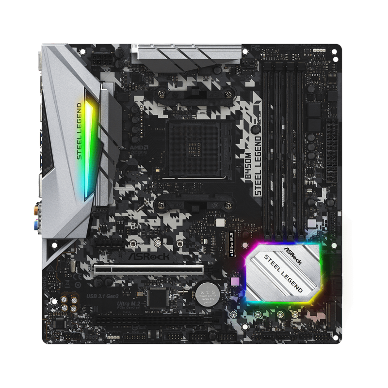 Placa de baza asrock amd b450m steel legend  amd am4 socket supports ddr4 3533+ (oc)