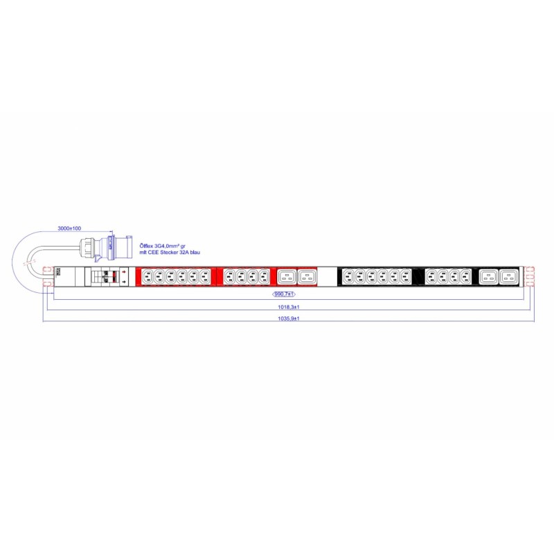 Bachmann prelungitor alu 1he 20xc13 4xc19 2xls(dijunctor) cordon 3 0mÖlflex cee 32a