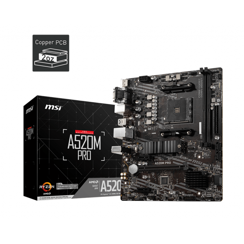 Placa de baza msi socket am4 a520m pro  specification model name a520m pro cpu support