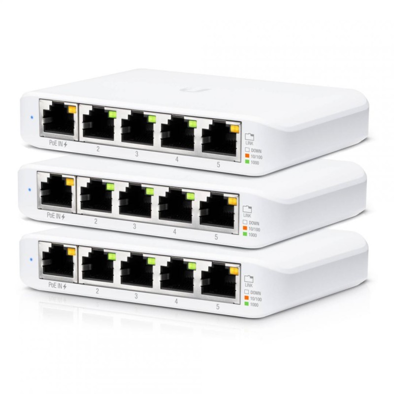 Ubiquiti unifi switch usw-flex mini ( 3 pack) 5x 10/100/1000 mbps rj45 ports 802.3af/at poe