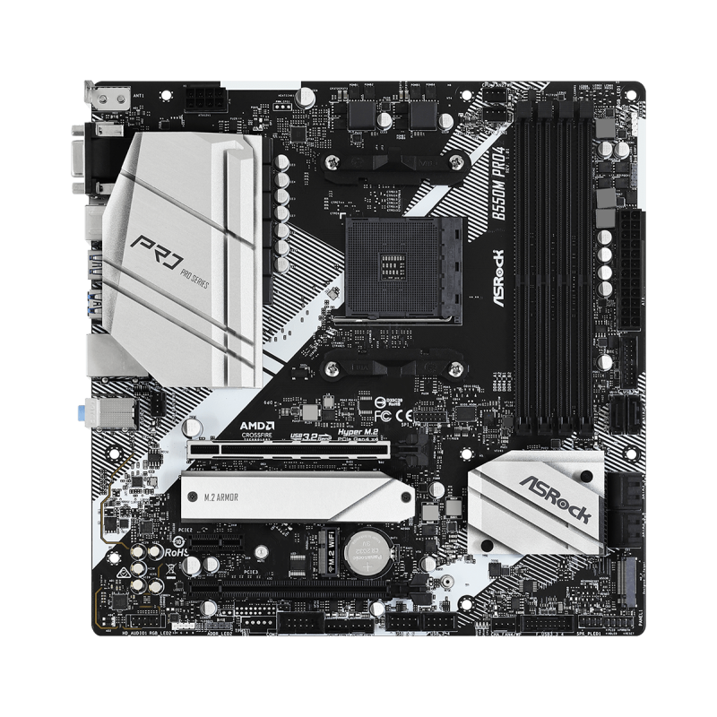 Placa de baza asrock b550m pro4 am4  supports amd am4 socket ryzen™ 3000 4000 g-series