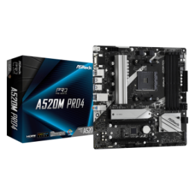 Placa de baza asrock a520m pro4 am4  supports amd am4 socket ryzen™ 3000 4000 g-series