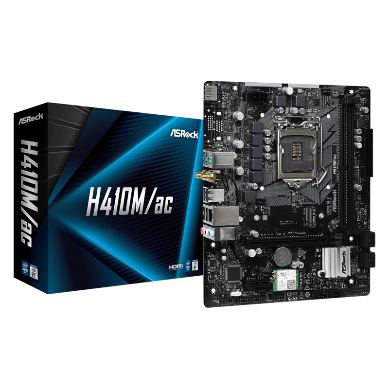 Placa de baza asrock h410m/ac lga 1200  supports 10th gen intel® core™ processors (socket 1200)