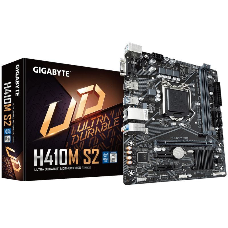 Placa de baza gigabyte h410m s2 lga 1200  pu support for 10th generation intel® core™