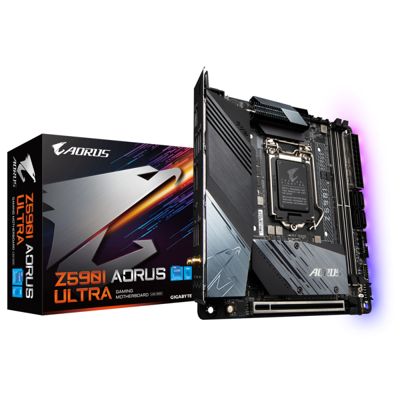 Placa de baza gigabyte z590i aorus ultra lga 1200  cpu lga1200 package: 11th generation intel®