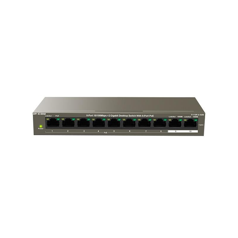 Ip-com 8-port10/100mbps+2 gigabit desktop switch with 8-port poe f1110p- 8-102w standard: ieee 802.3、 ieee 802.3u、ieee